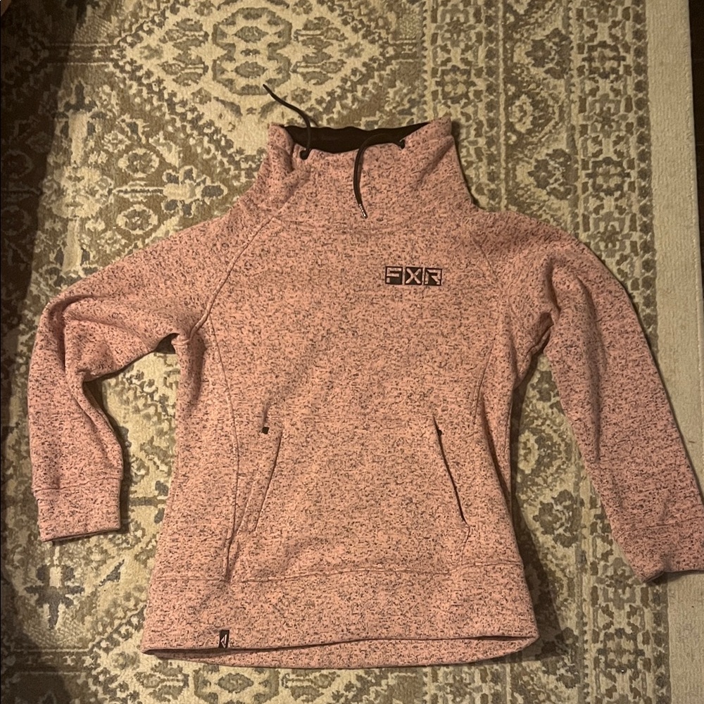 Women's Pink Marled Cowl Pullover with Front Pockets